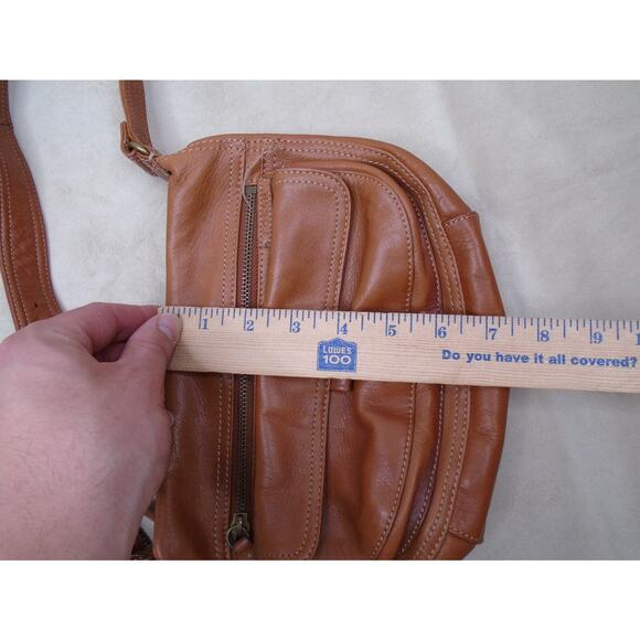 Vintage Y2K Fossil Geniunien Leather Brown Adjustable Strap Shoulder Crossbody - Picture 4 of 12